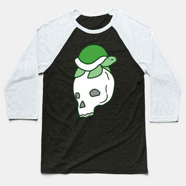 Green Skull Turtle Baseball T-Shirt by saradaboru